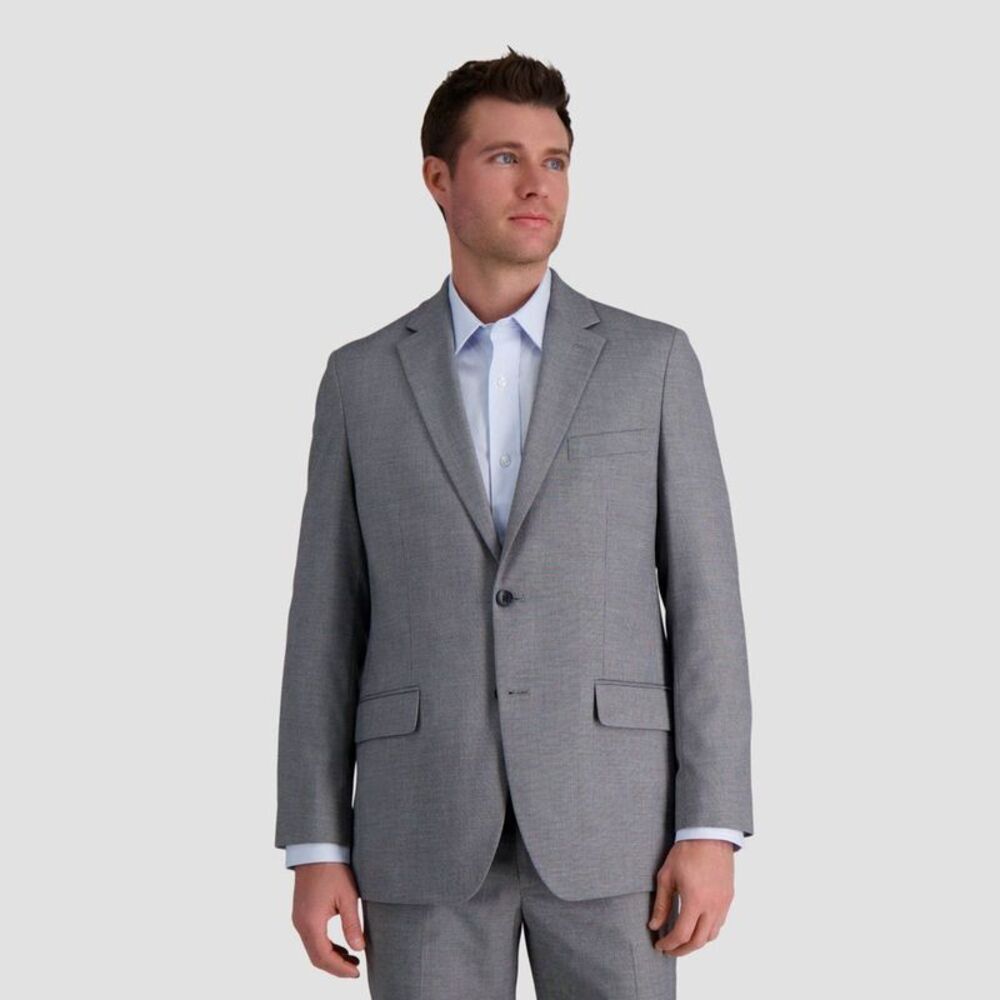 Haggar H26 Men's Button Up Tailored-Fit Blazer Jacket Business Casual Gray 36